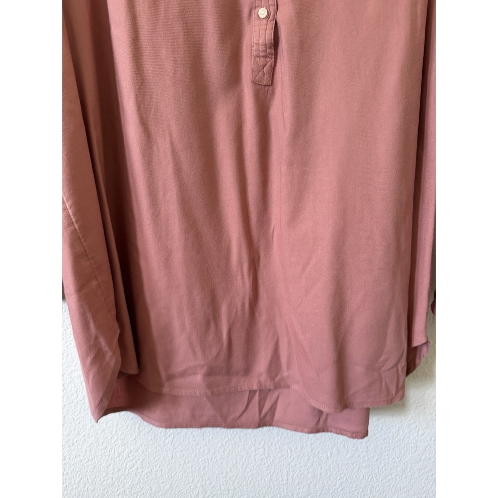 Old Navy Womens XL Dusty Rose Pink Henley Popover Blouse Long Sleeve Top - Picture 5 of 16